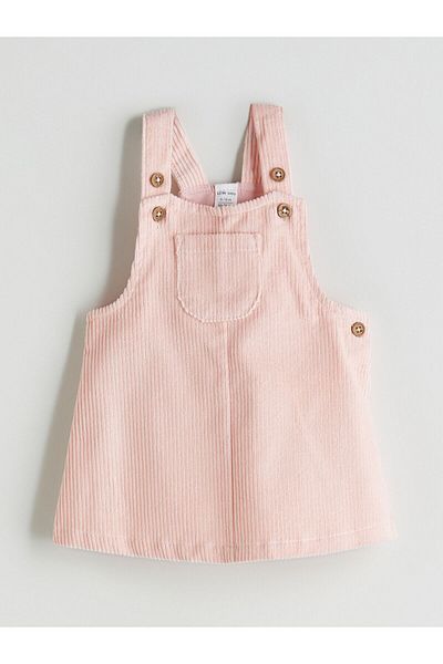LC Waikiki Crew Neck Velvet Baby Girl Blouse and Salopet 2-Piece