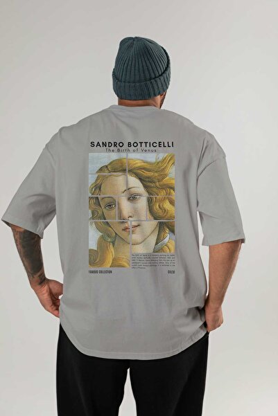 Ankhises Tricou oversize cu imprimeu pe spate Sandro Botticelli Bărbați Femei Tricou din bumbac cu decolteu