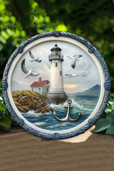 kutuTR Deniz Feneri Temalı UV Baskılı 3D GÜRÜNÜMLÜ MDF Duvar Süsü - DT066