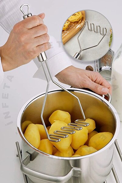 İnfeta Stainless Metal Potato Masher-Puree Maker Modern Zigzag Masher