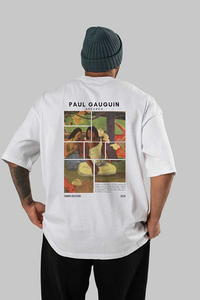 Ankhises Paul Gauguin Arearea Back Printed Oversize T-Shirt Men Women Crewneck Cotton Tshirt