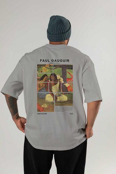Ankhises Paul Gauguin Arearea Back Printed Oversize T-Shirt Men Women Crewneck Cotton Tshirt