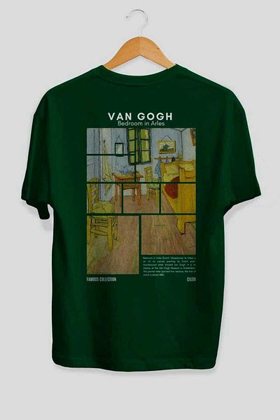 Ankhises Van Gogh Back Printed Oversize T-Shirt Men Women Crew Neck Cotton Tshirt