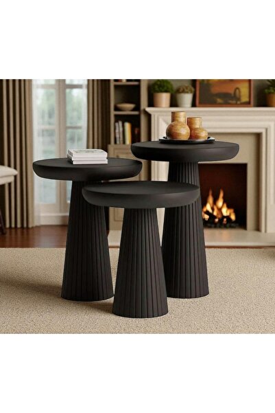 Royal Wood Store Ahşap Üst Kalite Siyah 3'lü Çizgili Fitilli Mantar Mushroom ...