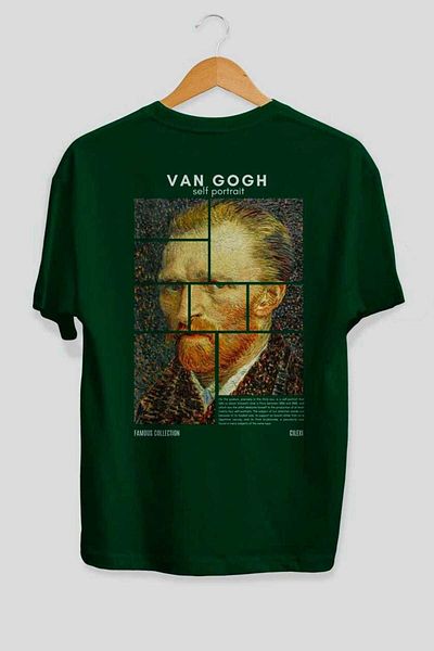 Ankhises Van Gogh Self Portrait Back Printed Oversize T-Shirt Men Women Crewneck Cotton Tshirt