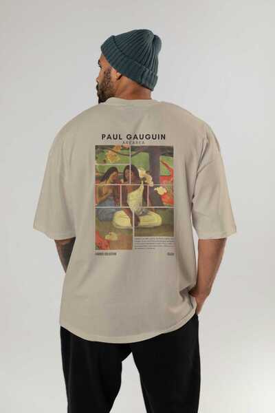 Ankhises Paul Gauguin Arearea Back Printed Oversize T-shirt Ανδρικό Γυναικείο Βαμβακερό μπλουζάκι με λαιμόκοψη