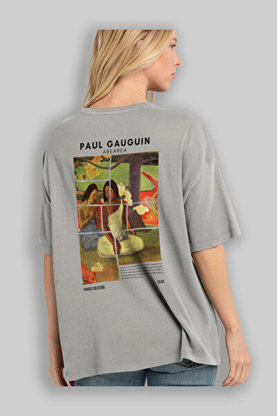 Ankhises Paul Gauguin Arearea Back Printed Oversize T-Shirt Men Women Crewneck Cotton Tshirt