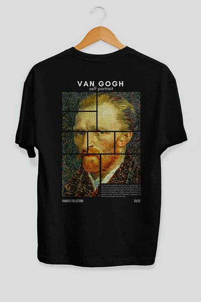 Ankhises Van Gogh Self Portrait Back Printed Oversize T-Shirt Men Women Crewneck Cotton Tshirt