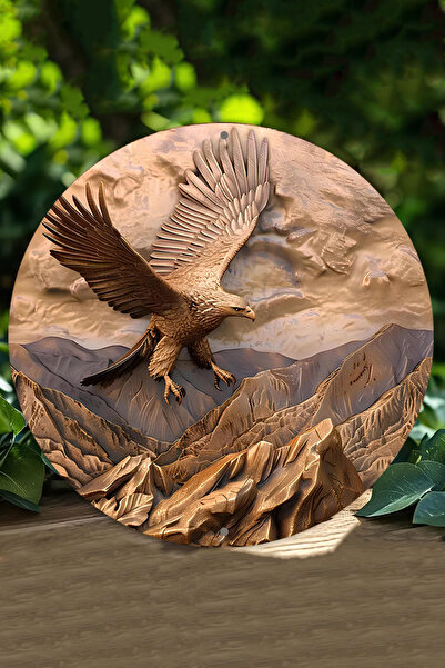 kutuTR 3D Kartal Figürlü MDF UV Baskılı 3D GÜRÜNÜMLÜ MDF Duvar Süsü – DT065