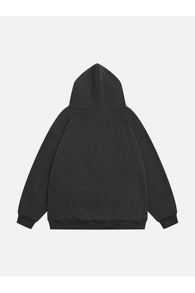 Mad&Calf Women's Pretty Teddy Printed Hooded Fleece Oversize Sweatshirt