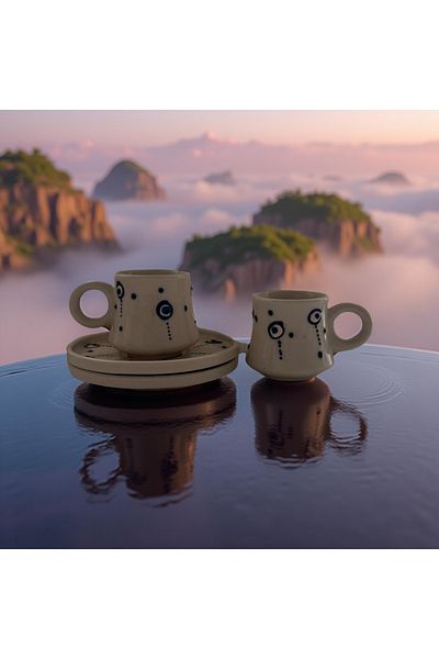Çiporcal Damla Nazar 2 Pcs Turkish Coffee Cup Set