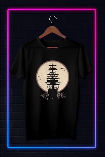 donamod Negru - unisex - ilustrație de apus de soare - desen - Y-129