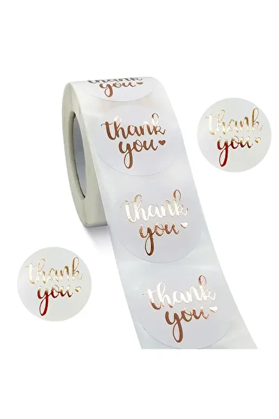 hdcw 500 Pcs 2.5cm Roll Adhesive Gold Thanks "Thank You" Sticker Label Gift Packaging