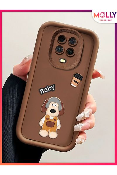 Molly حافظة من السيليكون بحواف سميكة ثلاثية الأبعاد منقوشة بشكل كلب لطيف جروميت لهاتف Xiaomi REDMI Note 9 PRO