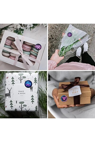 hdcw 500 ADET 2.5cm RULO YAPIŞKANLI TEŞEKKÜRLER "THANK YOU" STICKER ETİKET HEDİYE PAKETLEME