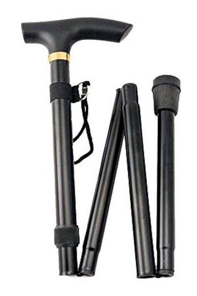 Unspecified Folding Aluminum Black Walking Stick with Adjustable Height
