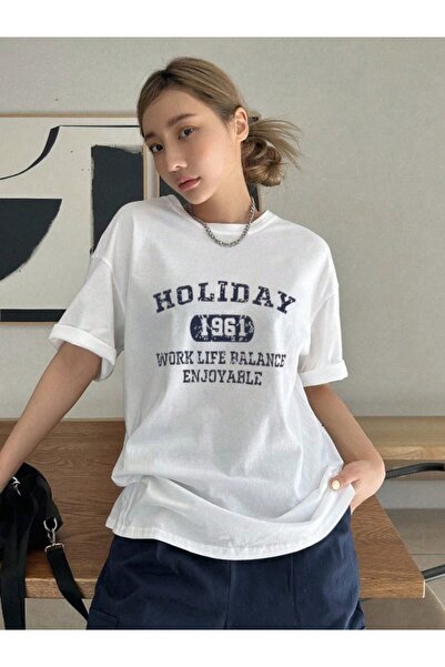 shidumanlar Holiday 1961 Tasarım Baskılı oversize Penye Tshirt