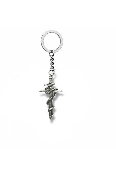 Herşey Nota Breloc cu figură de sabie de șarpe – Accesoriu unisex din metal Zamak în stil gotic