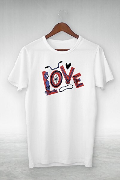 donamod Λευκό - Μπλουζάκι με στάμπα Bıcycle Apparatus And Love - Μπλουζάκι με...