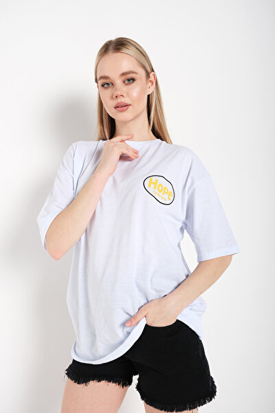 donamod Τυπωμένο λογότυπο Λευκό T-Shirt Hope