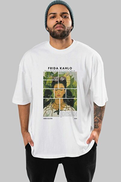 Ankhises تي شيرت فريدا كاهلو مطبوع من الأمام كبير الحجم للرجال والنساء برقبة ...