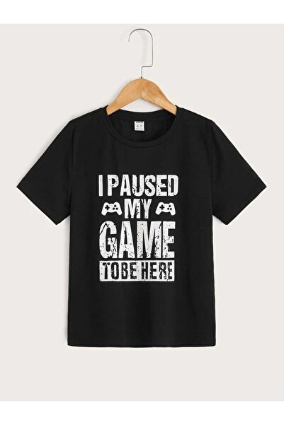 donamod Tricou Blacksokak pentru băiat, Black My Game, cu imprimeu supradimen...