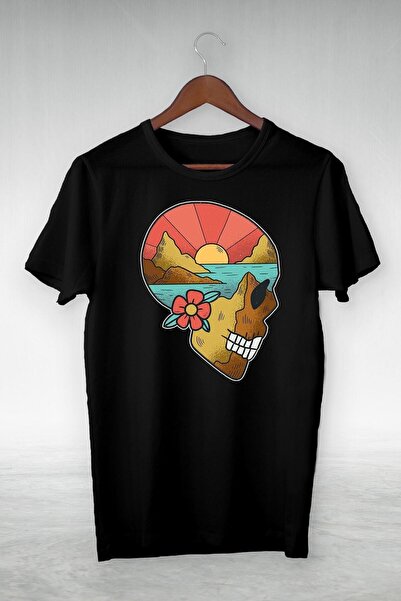 donamod Μπλουζάκι Unisex Μαύρο με εικονογράφηση Sunrise And Islands In The Sk...