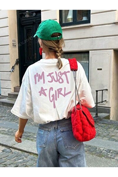 shidumanlar Im Just Girl Yazılı Penye Tshirt