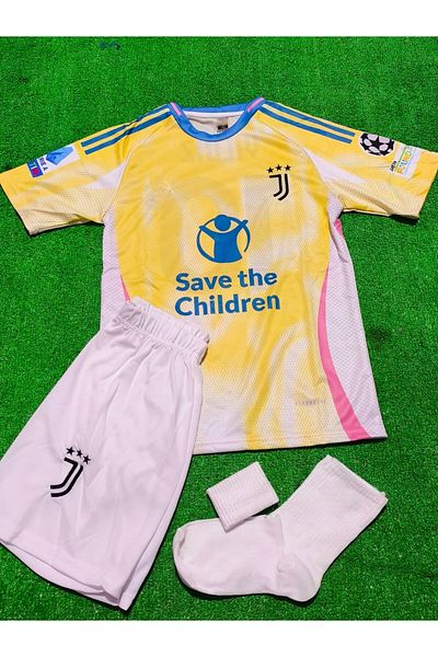 After Party J.u.v.e.n.t.u.s 2024/25 Noul sezon Kenan Yıldız Away Tricou pentru copii Set de 4 (GALBEN) AG