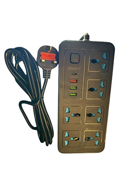 Unspecified شريط كهربائي حديث (مشترك) - 3 دبابيس مع 6 مقابس - 3 منافذ USB - منفذ واحد من النوع C - مع 3 أمتار