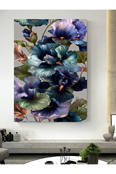 ESLEM RENKLİ ÇİÇEK KANVAS TABLO