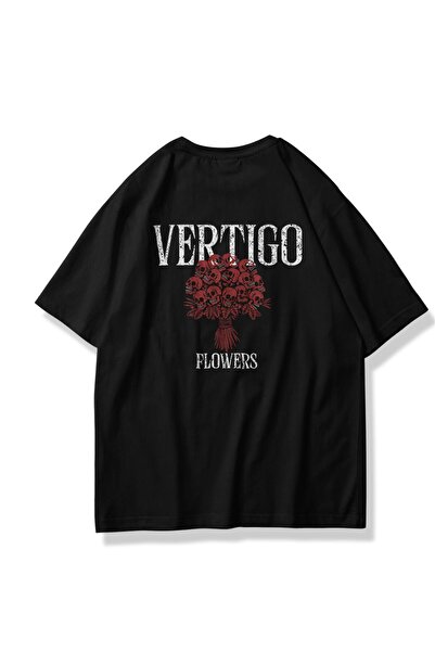 donamod Tricou unisex Vertigo Flowers Negru