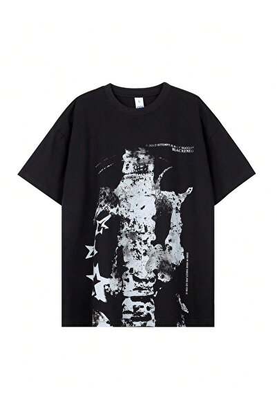 donamod Unisex Oversize Στυλ Harajuku με γραφικά με αστέρια και σλόγκαν