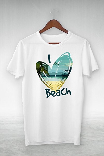 donamod Λευκό - Εικονογράφηση Καρδιάς Παραλίας - Μπλουζάκι Vip Design Gsc-330