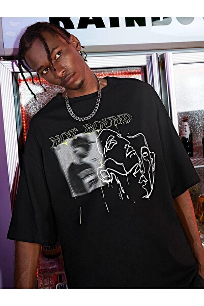 donamod Μπλουζάκι Unisex Μαύρο με στάμπα χωρίς σύνδεση, χτενισμένο βαμβακερό ...