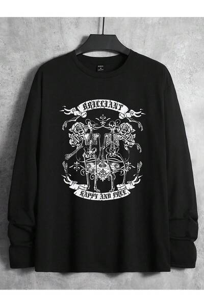 donamod Stil Harajuku cu imprimeu unisex oversize cu litere și schelete