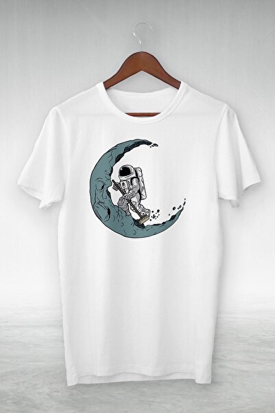 donamod Tricou unisex alb Astronaut Curățând suprafața Lunii Gsc-297