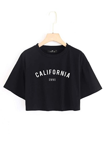 donamod المرأة السوداء المطبوعة كاليفورنيا المحاصيل كبيرة الحجم