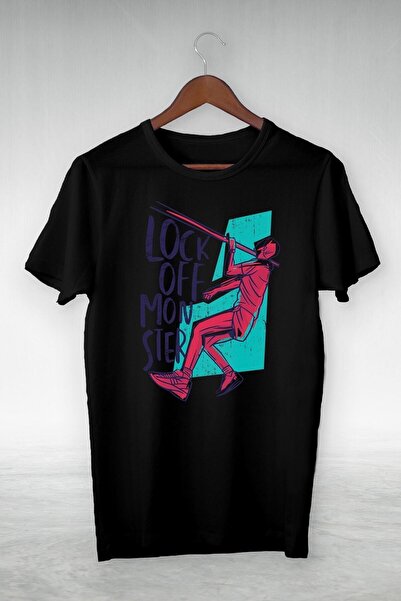 donamod أسود - رسم توضيحي للوحش الأحمر - تي شيرت بتصميم VIP Gsc-348