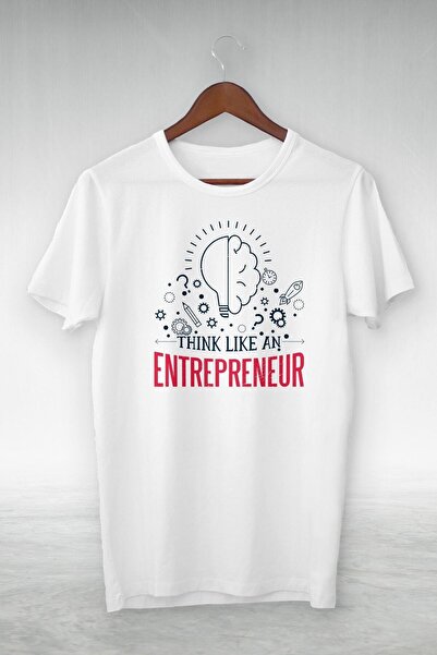 donamod Tricou alb - Think Like An Entrepreneur - Tricou cu design VIP Gsc-3