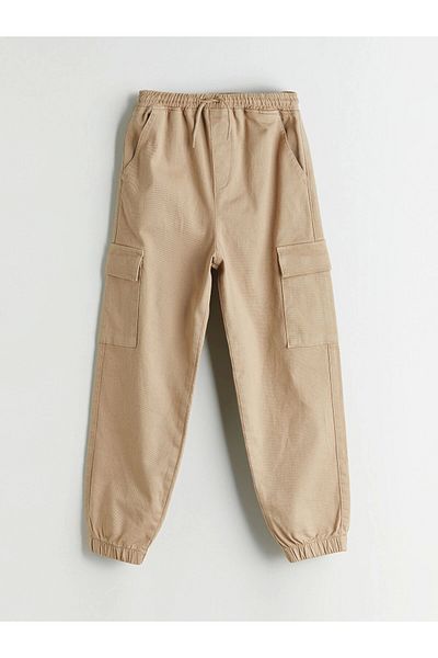 LC Waikiki Lcw Kids Beige Elastic Waist Boys Cargo Jogger Pants