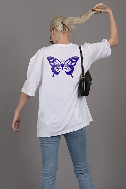 donamod تي شيرت مريح ذو قصة أرجوانية على شكل فراشة للجنسين