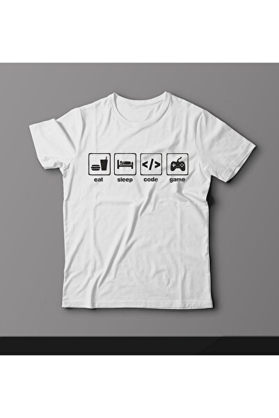 donamod Tricou imprimat Eat Sleep Code Game