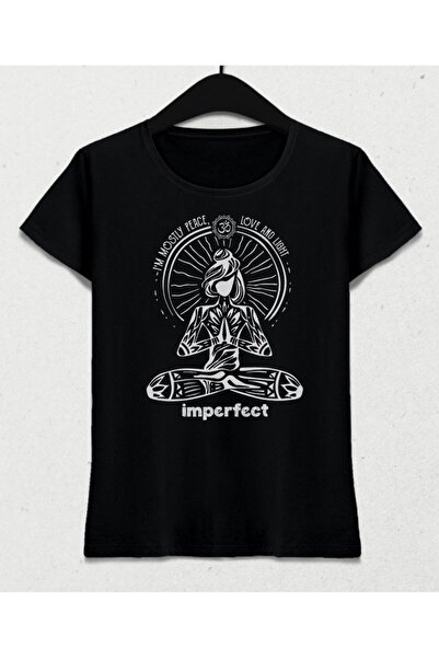 donamod تي شيرت أسود للسيدات لليوجا غير مثالي