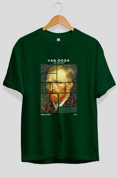 Ankhises Van Gogh Self Portrait Front Printed Oversize T-Shirt Men Women Crewneck Cotton Tshirt