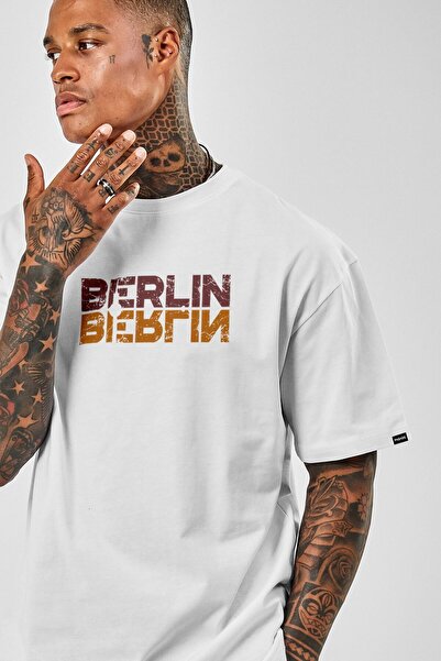 donamod Tricou alb cu imprimeu Berlin oversize