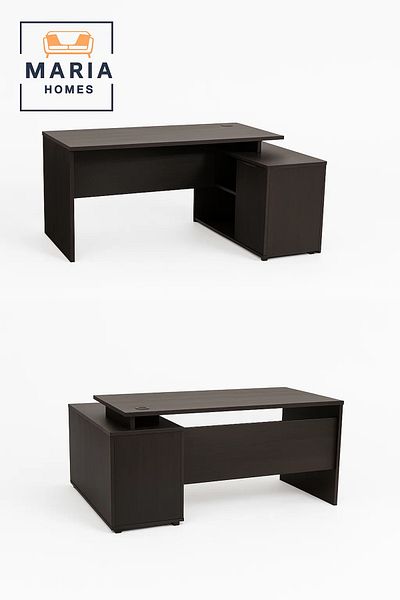 MARIA HOMES Black Office Desk with Side Storage and Cable Ports-size160*70CM
