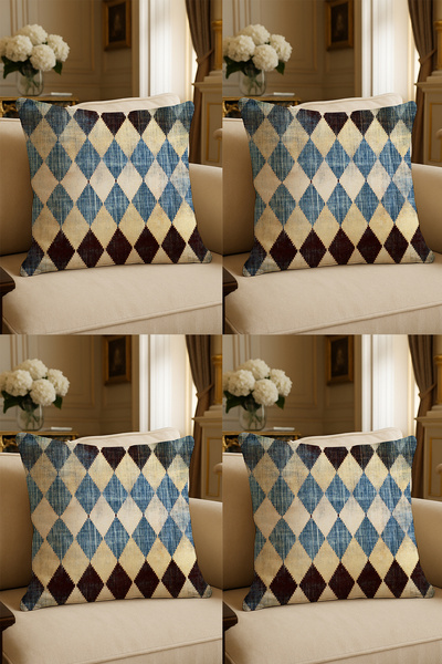 LadiesHome Özel Tasarım Dijital Baskılı Dekoratif Kırlent Kılıfı 43x43 cm Çift Taraflı 4’lü Set