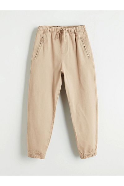 LC Waikiki Pantaloni pentru băieți LCW Kids, bej, cu talie elastică