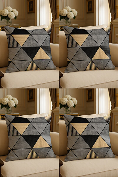 LadiesHome غطاء وسادة مزخرف مطبوع رقميًا بتصميم خاص مقاس 43 × 43 سم مكون من 4...